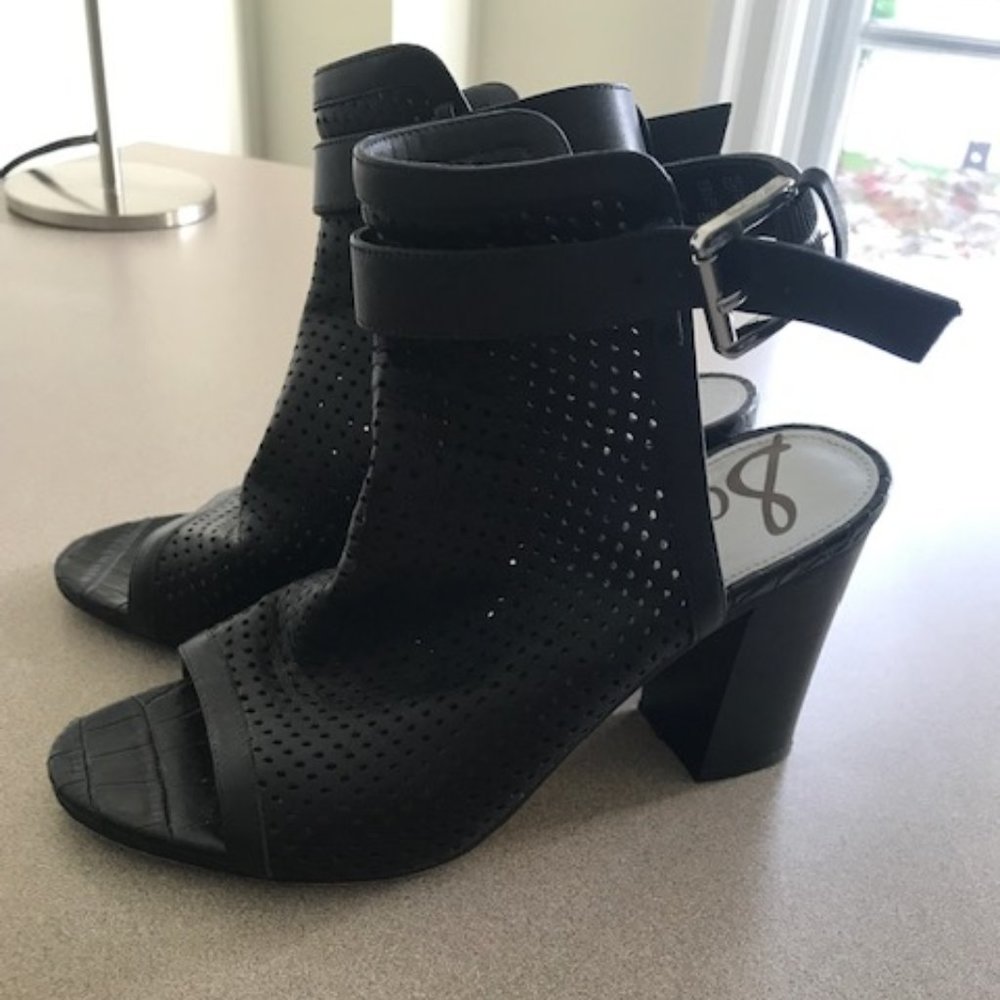 Sam Edelman Open Toe Black Leather Sandal